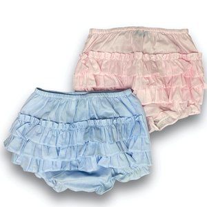 Pair of Feltman Bros Brothers Pink & Blue Ruffled Trimmed Diaper Cover 9-12 Mths